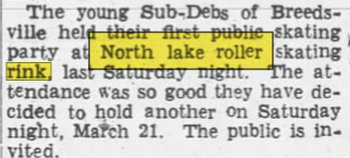 North Lake Roller Rink - Mar 13 1942 Article